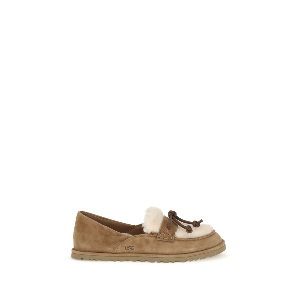 UGG Beige Suede Leather Slip-On Loafers