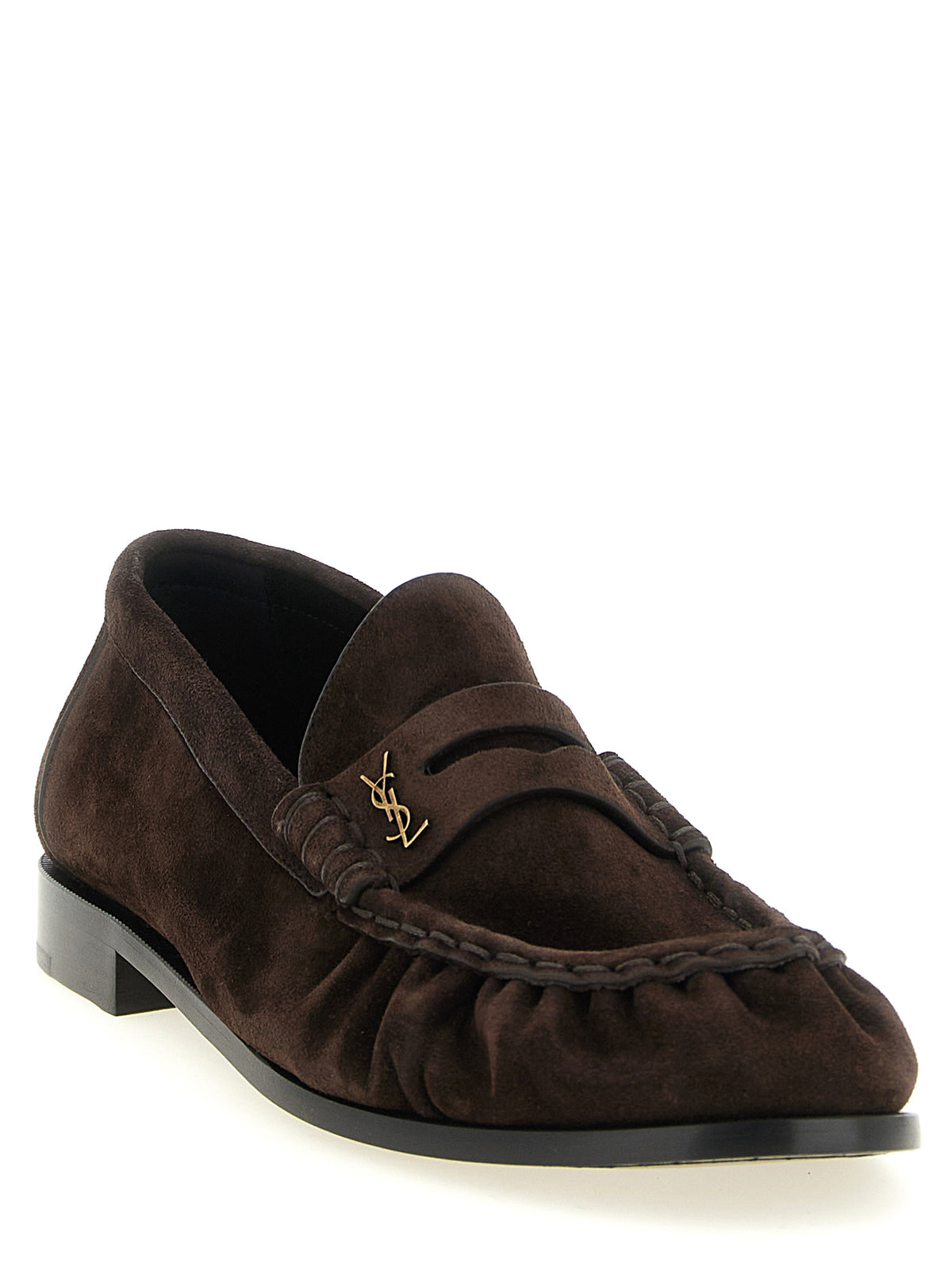 Saint Laurent Brown Calfskin Slip-On Loafers