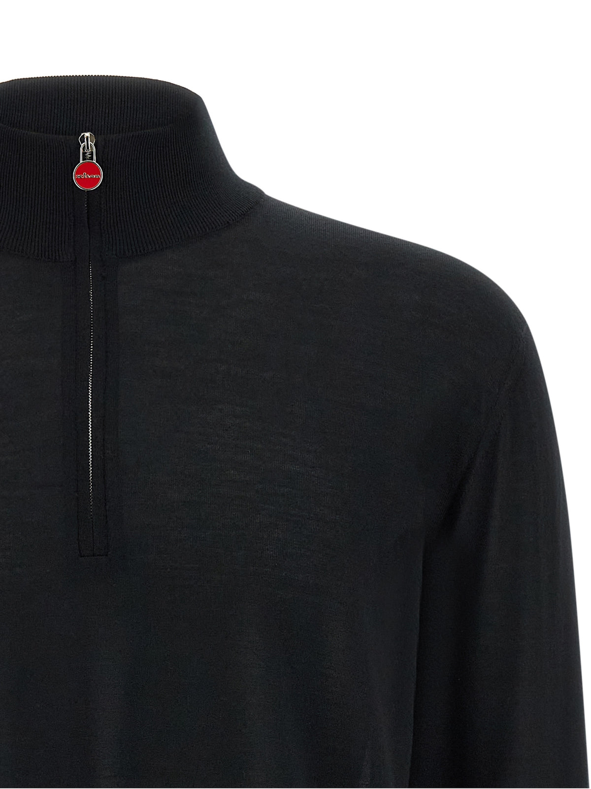 Kiton Black Wool Cardigan