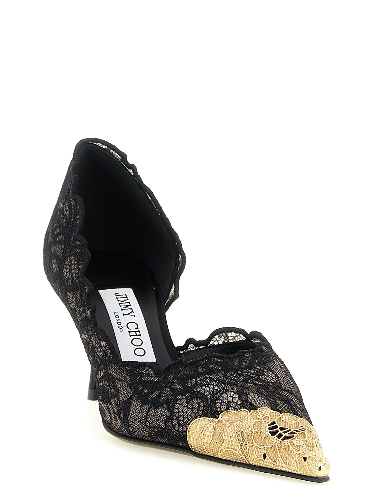 Jimmy Choo Black Tencel Mid Heel Pumps