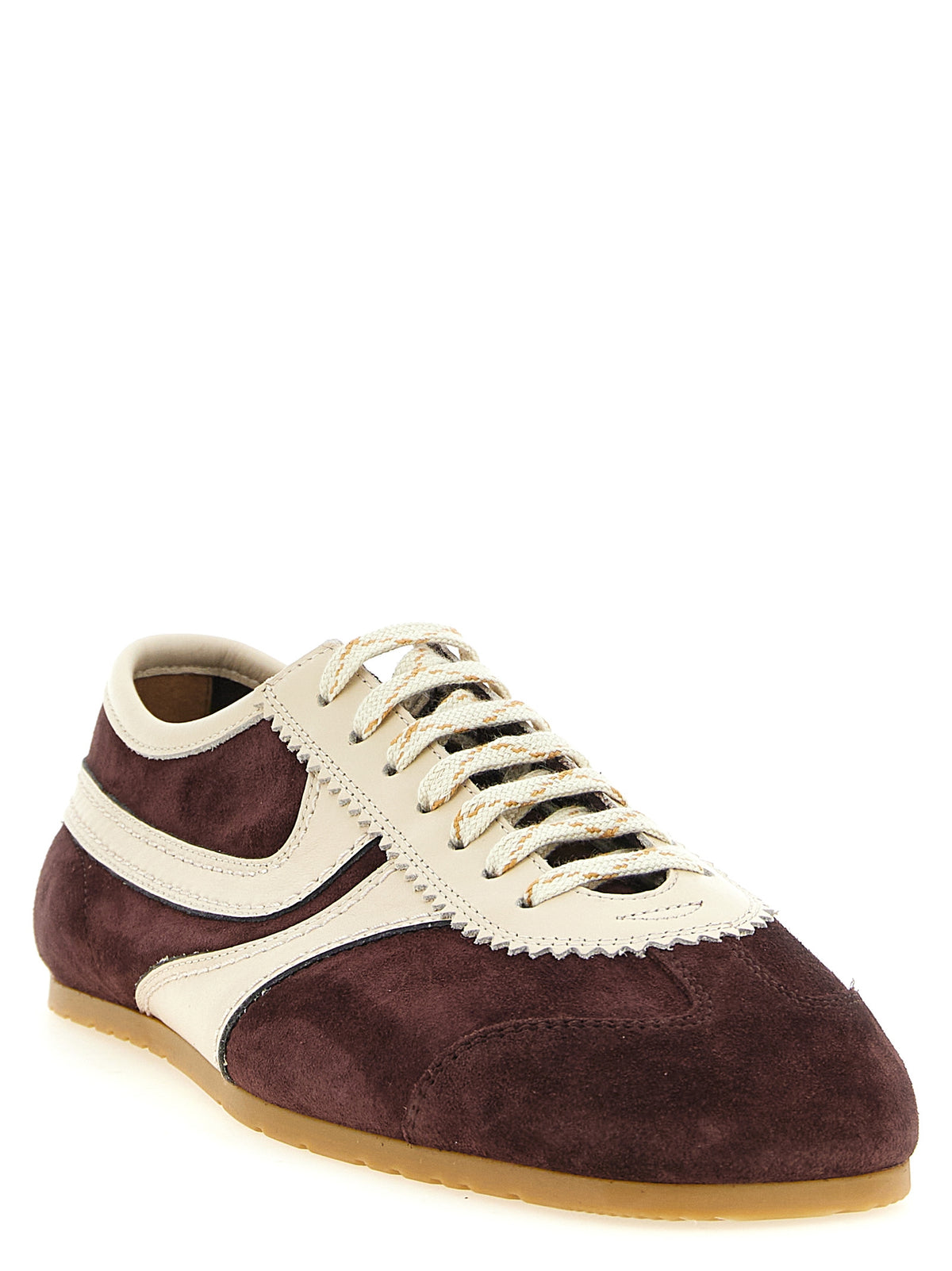 Dries Van Noten Bordeaux Calfskin Low Top Sneakers