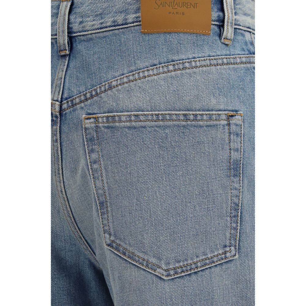 Saint Laurent Blue Cotton High-Waisted Jean
