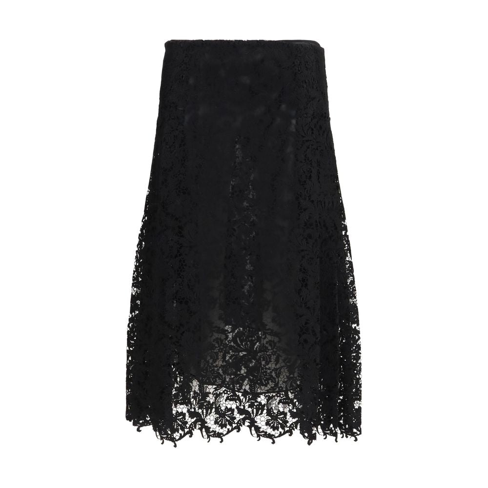 Fendi Black Silk Midi Skirt
