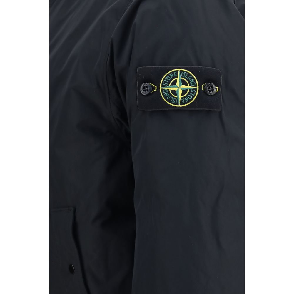 Stone Island Black Polyester Full-Length Jacket