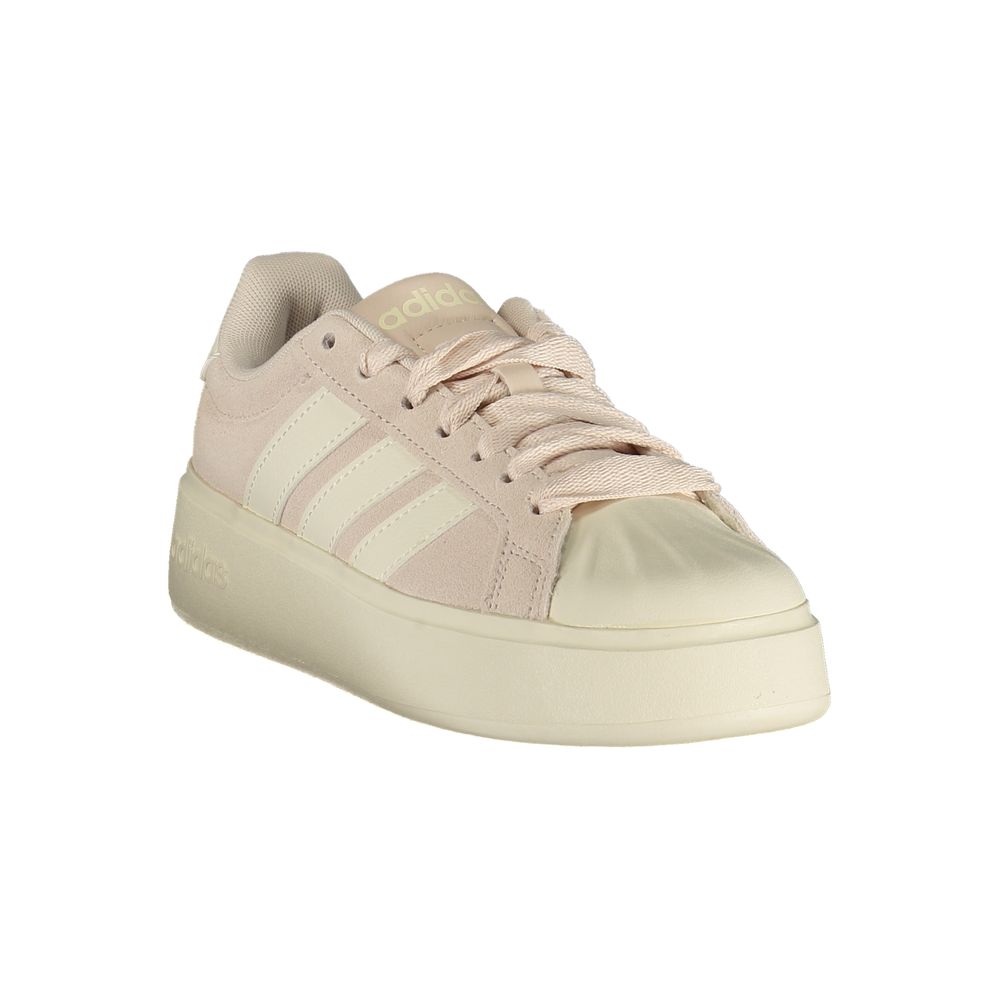 Adidas White Polyester Athletic Sneakers