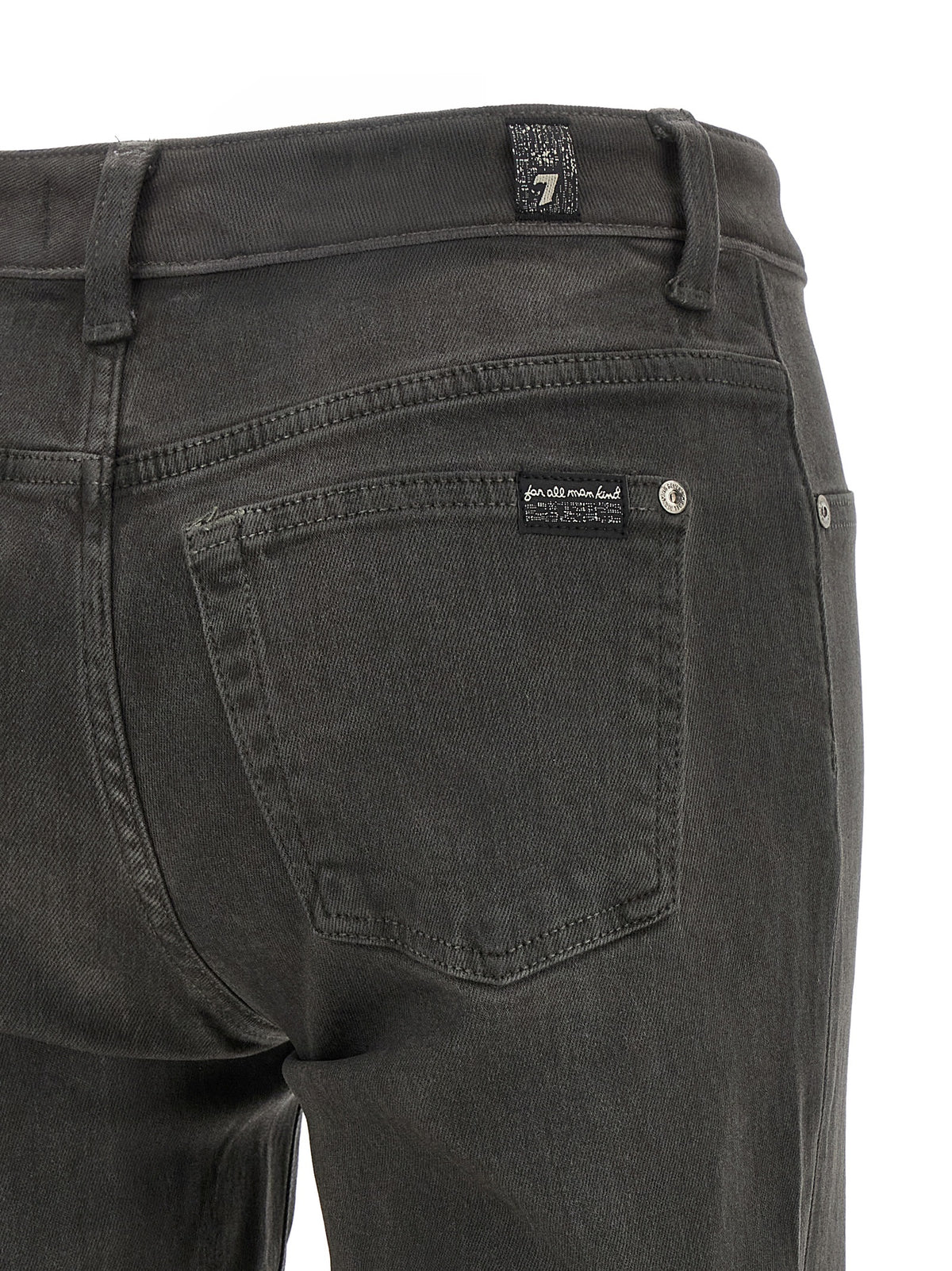7 For All Mankind Gray Cotton Straight-Leg Jeans