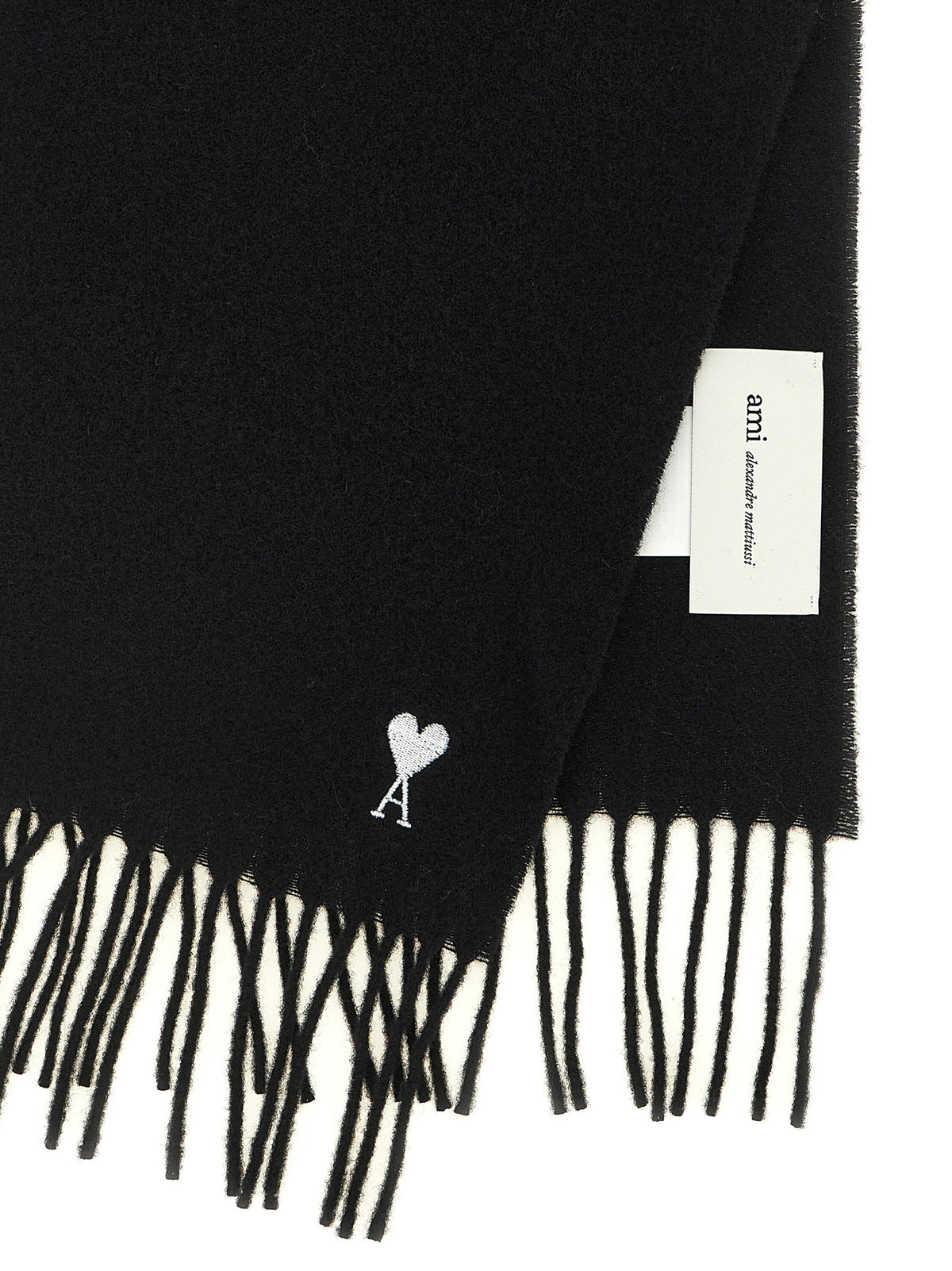 Ami Paris Black Wool Scarf