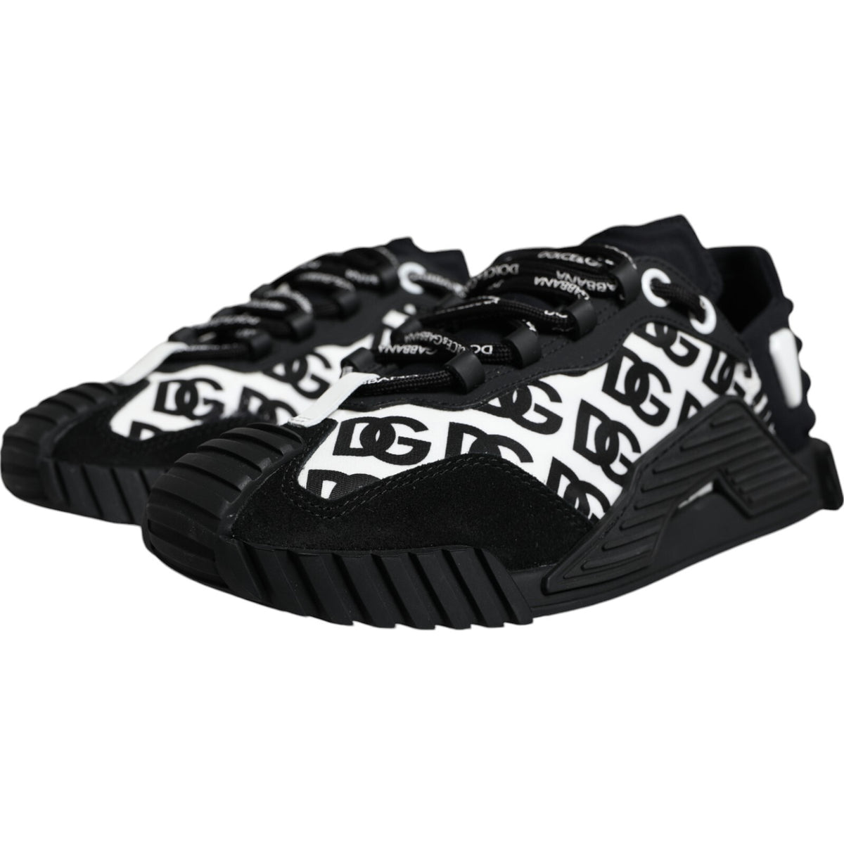 Dolce & Gabbana Black Logo Lace Up Low Top NS1 Sneakers Shoes