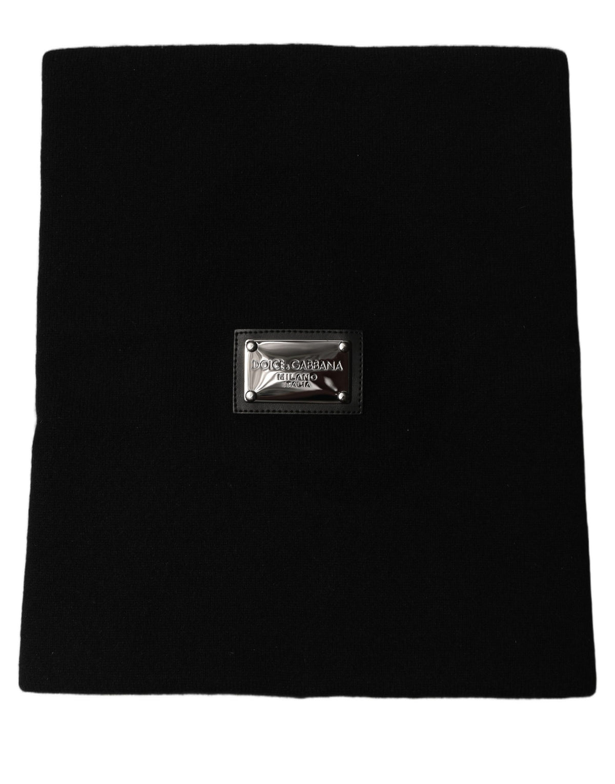 Dolce & Gabbana Black Cashmere Logo Plaque Neck Warmer Scarf