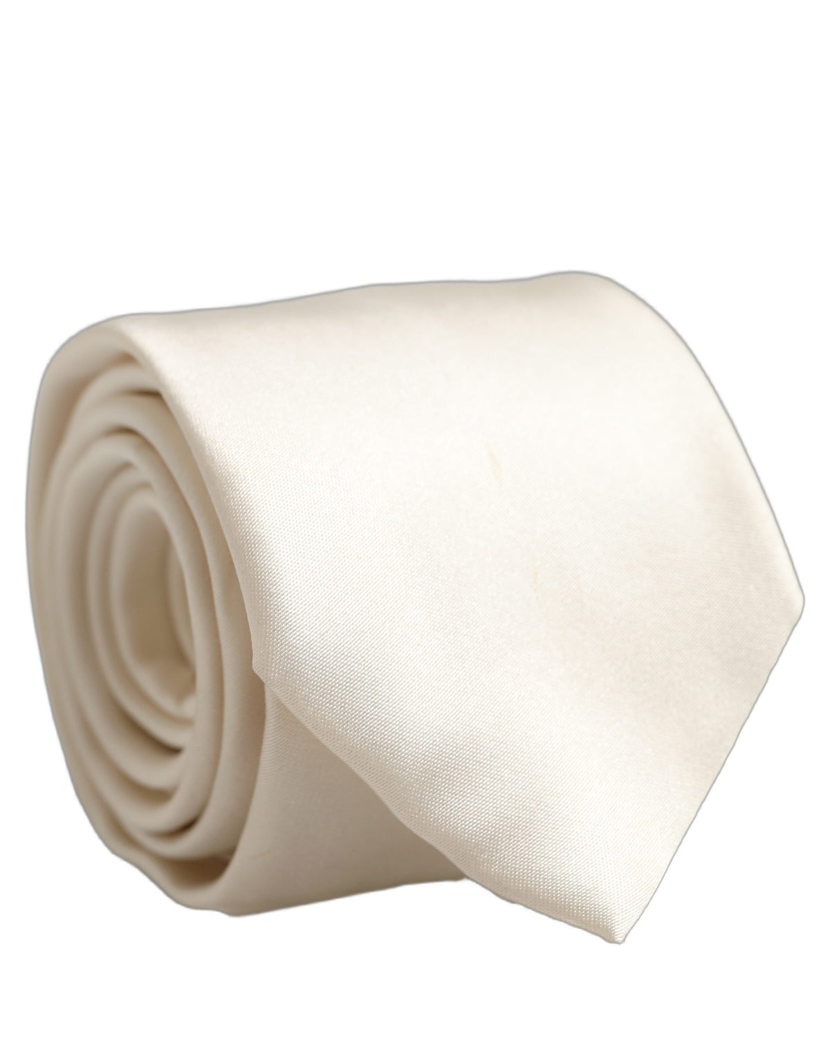 Dolce & Gabbana Cream Satin 100% Silk Adjustable Tied Men Necktie Tie