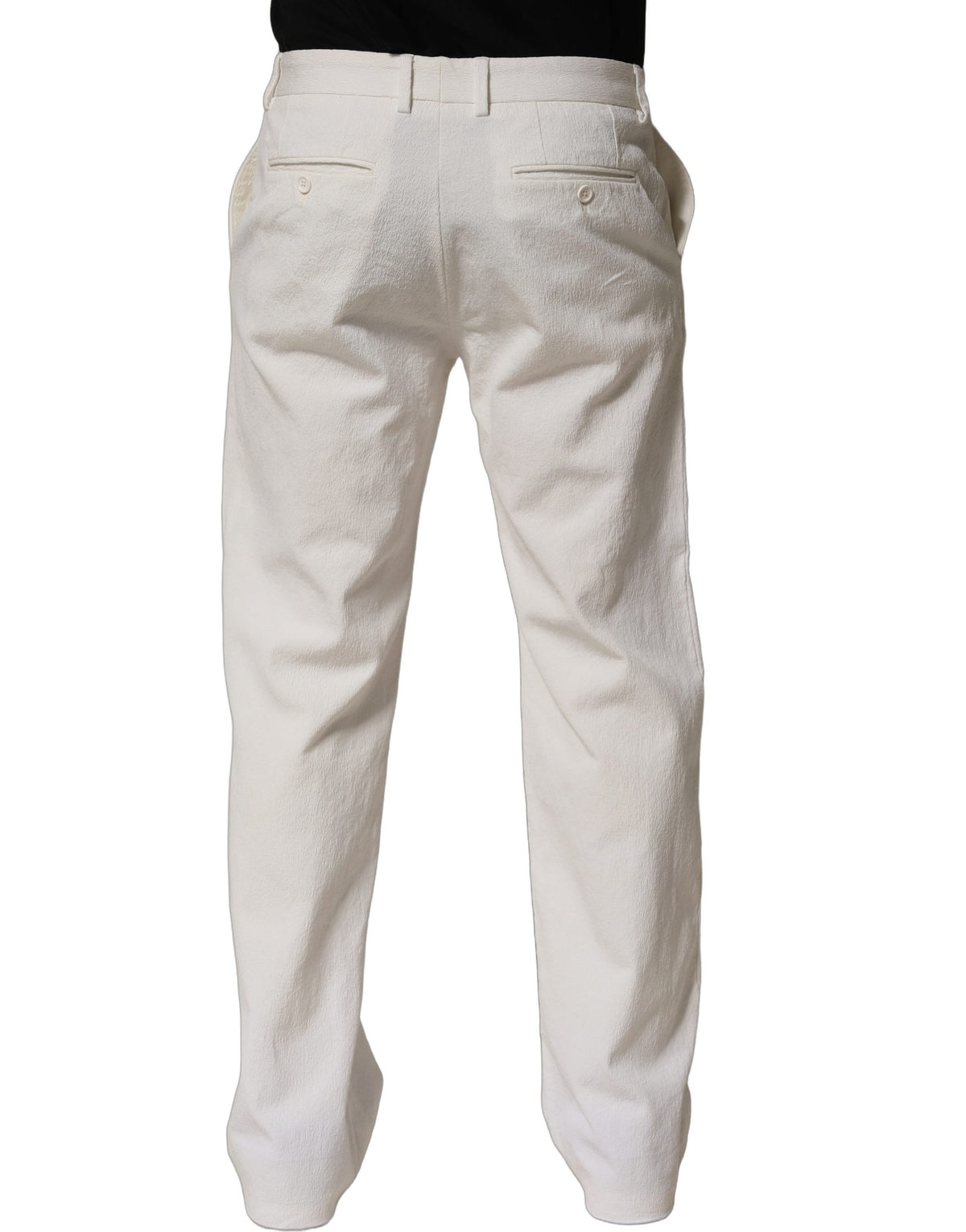 Dolce & Gabbana White Cotton StraightLeg Casual Trouser Pants