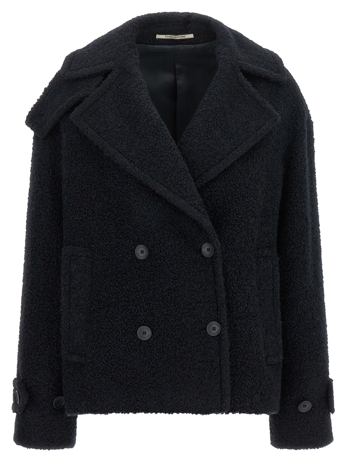 Tagliatore Blue Alpaca Leather Coat