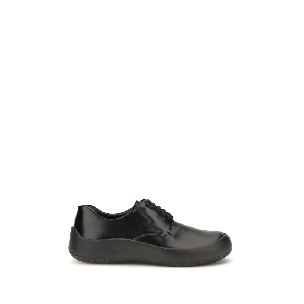 Prada Black Calf Leather Bos Taurus Low Top Sneakers