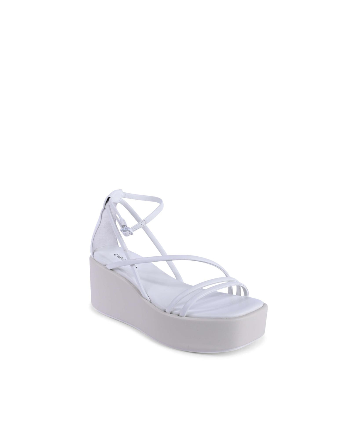 Calvin Klein White Leather Platform Sandals