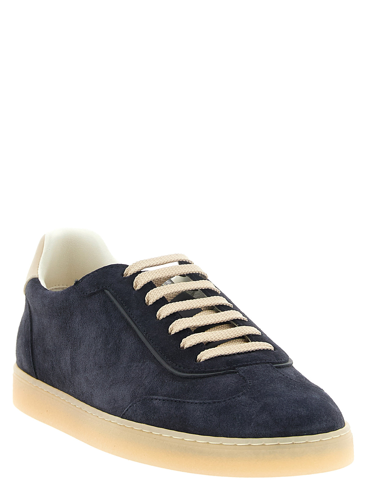 Brunello Cucinelli Blue Calfskin Low Top Sneakers