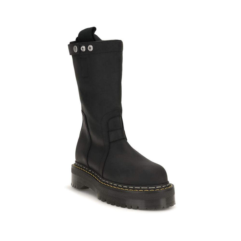 Rick Owens Black Nubuc Leather Lace-Up Boots