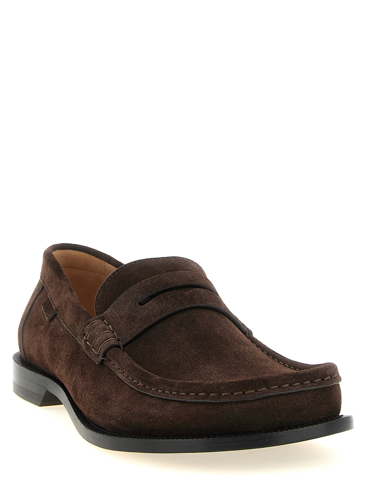 Loewe Brown Calfskin Slip-On Loafers