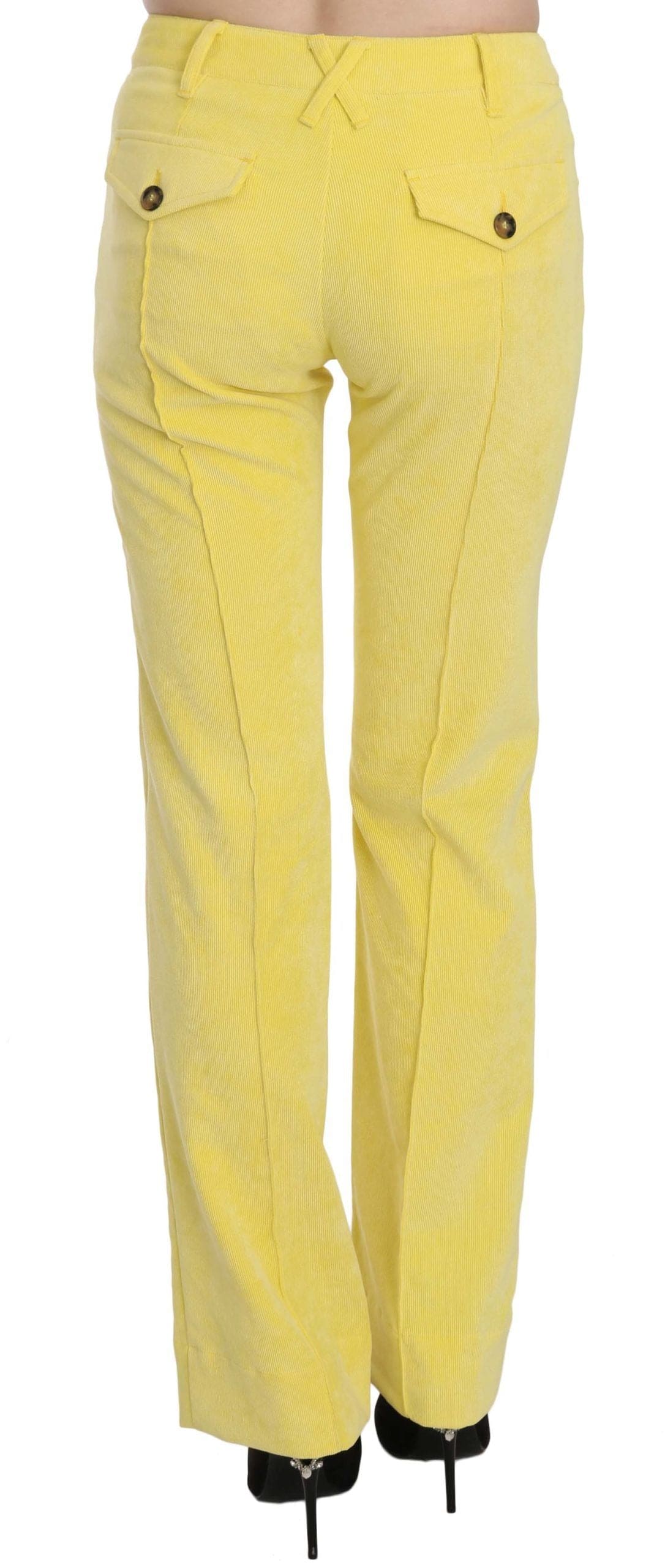 Pantalon taille mi-haute en velours côtelé jaune chic Just Cavalli