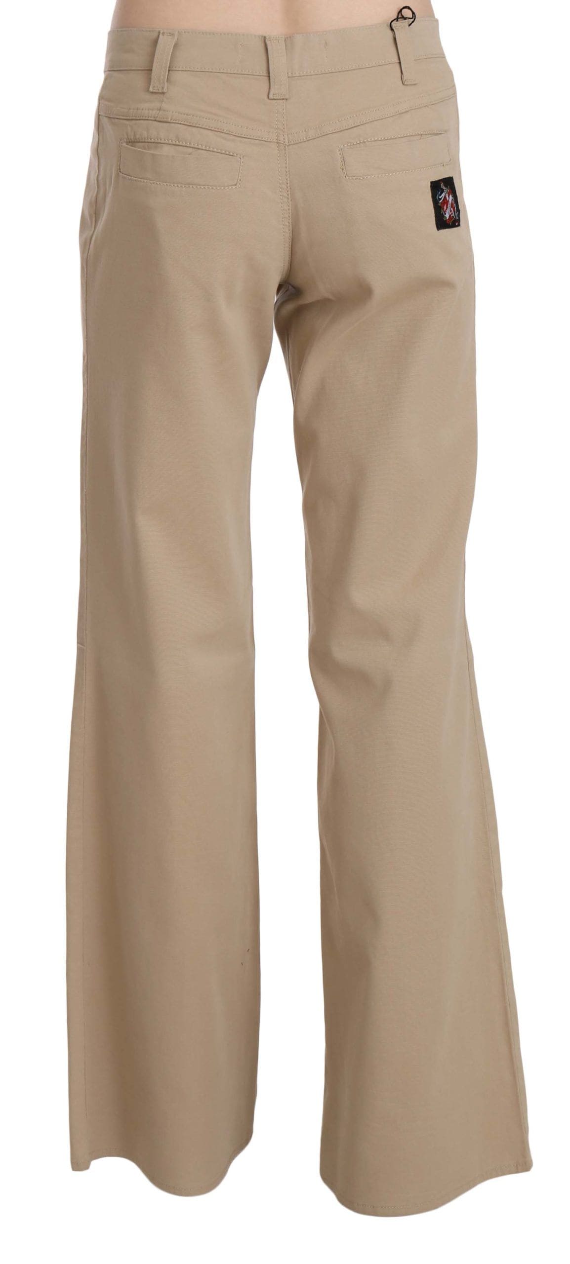 Pantalon évasé de luxe taille moyenne beige Just Cavalli