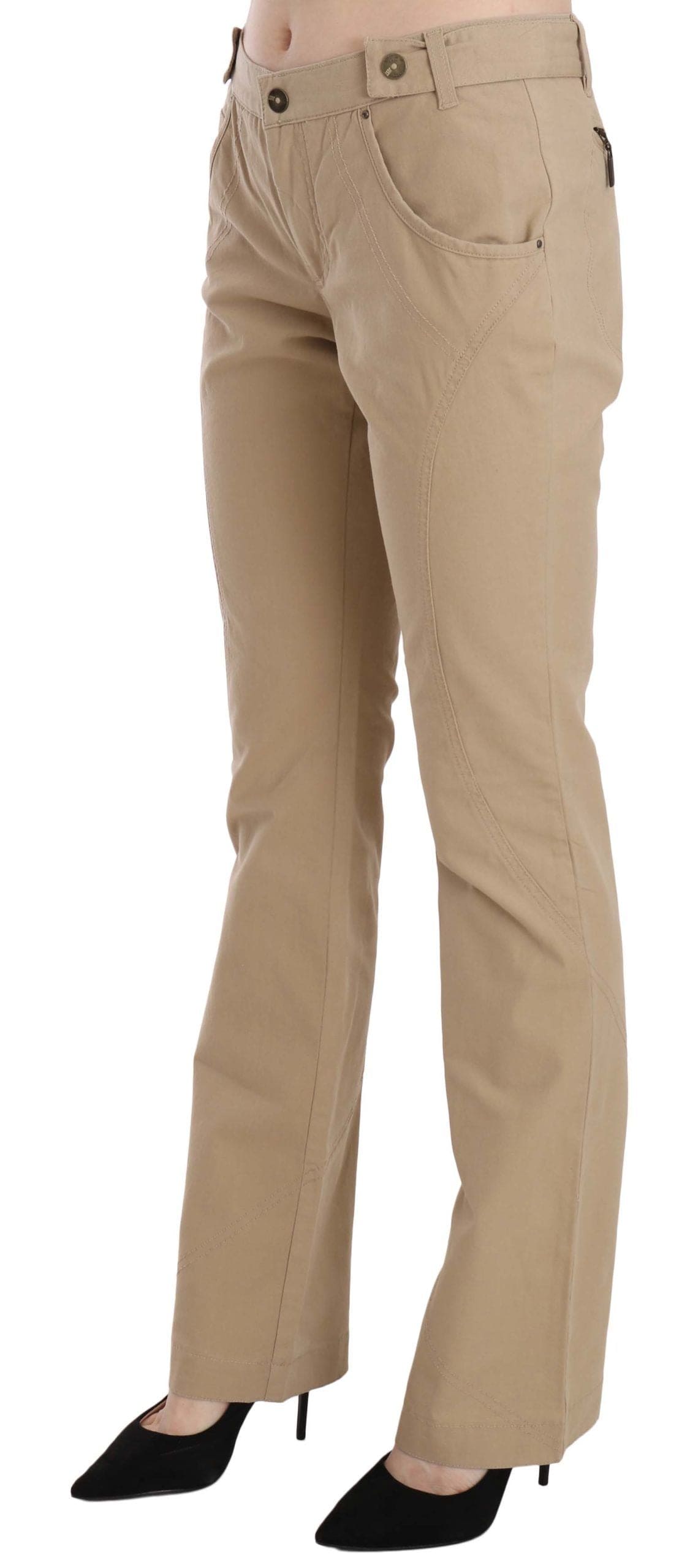 Pantalon droit taille moyenne beige Just Cavalli