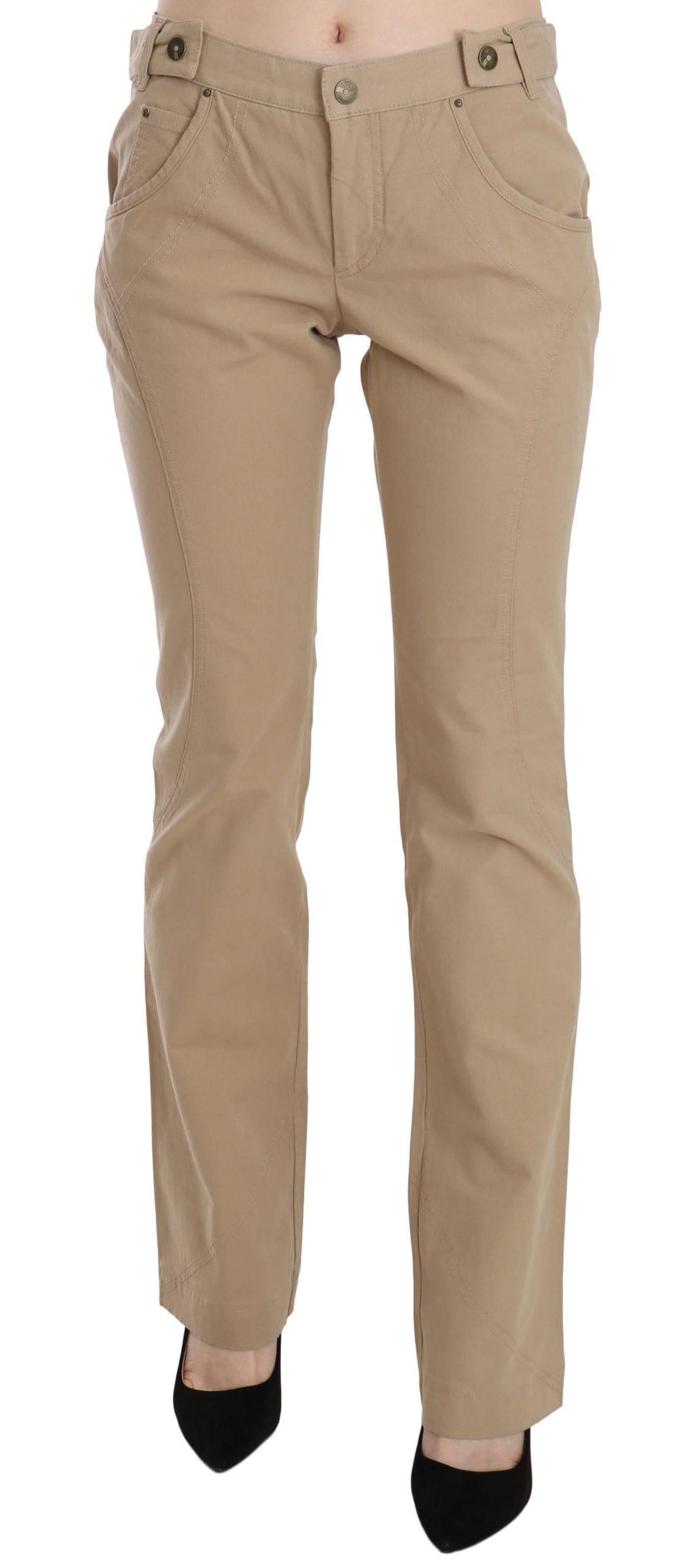 Pantalon droit taille moyenne beige Just Cavalli