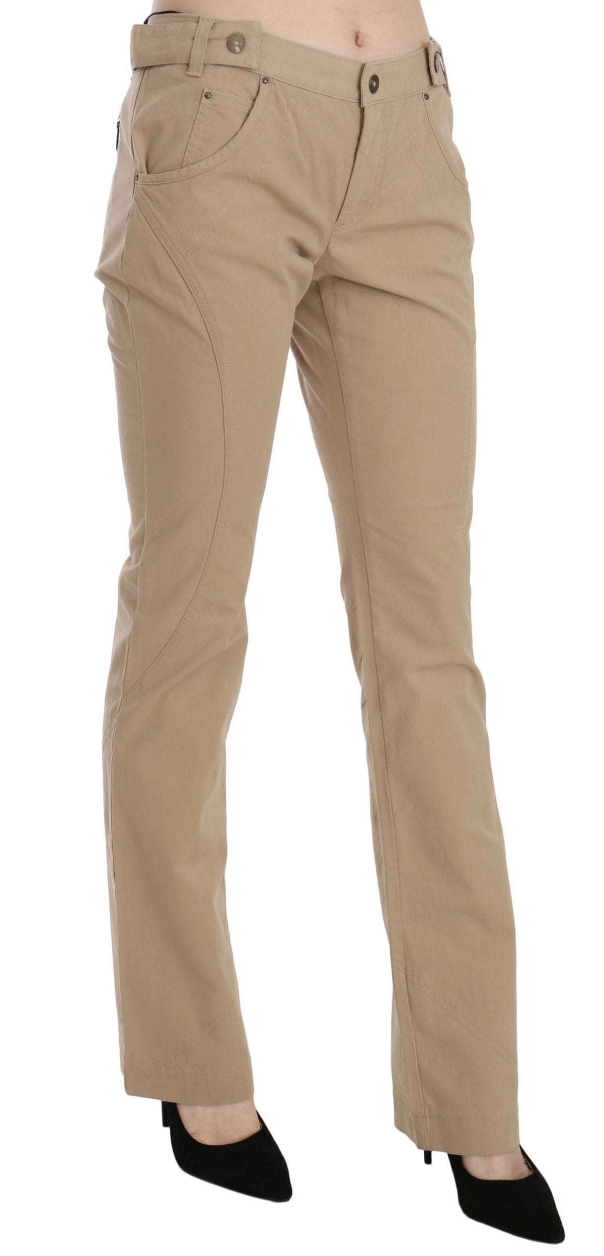 Pantalon droit taille moyenne beige Just Cavalli