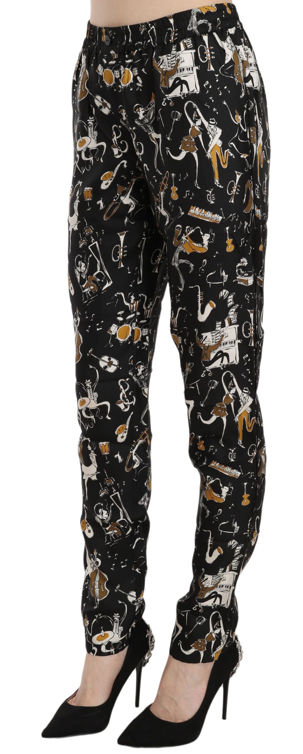 Pantalon fuselé taille haute en soie Dolce &amp; Gabbana élégant