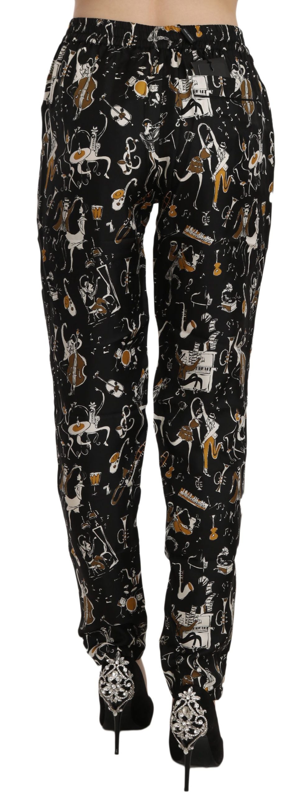 Pantalon fuselé taille haute en soie Dolce &amp; Gabbana élégant