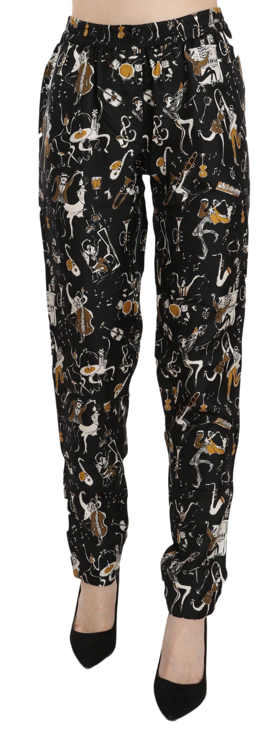 Pantalon fuselé taille haute en soie Dolce &amp; Gabbana élégant