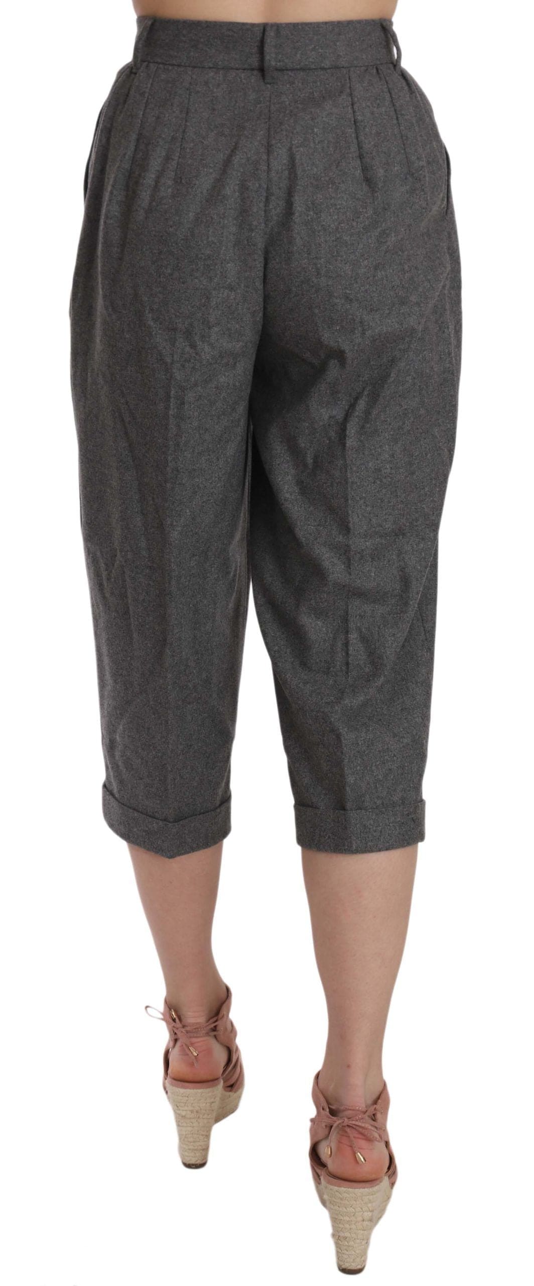 Pantalon plissé élégant en laine et cachemire gris Dolce &amp; Gabbana