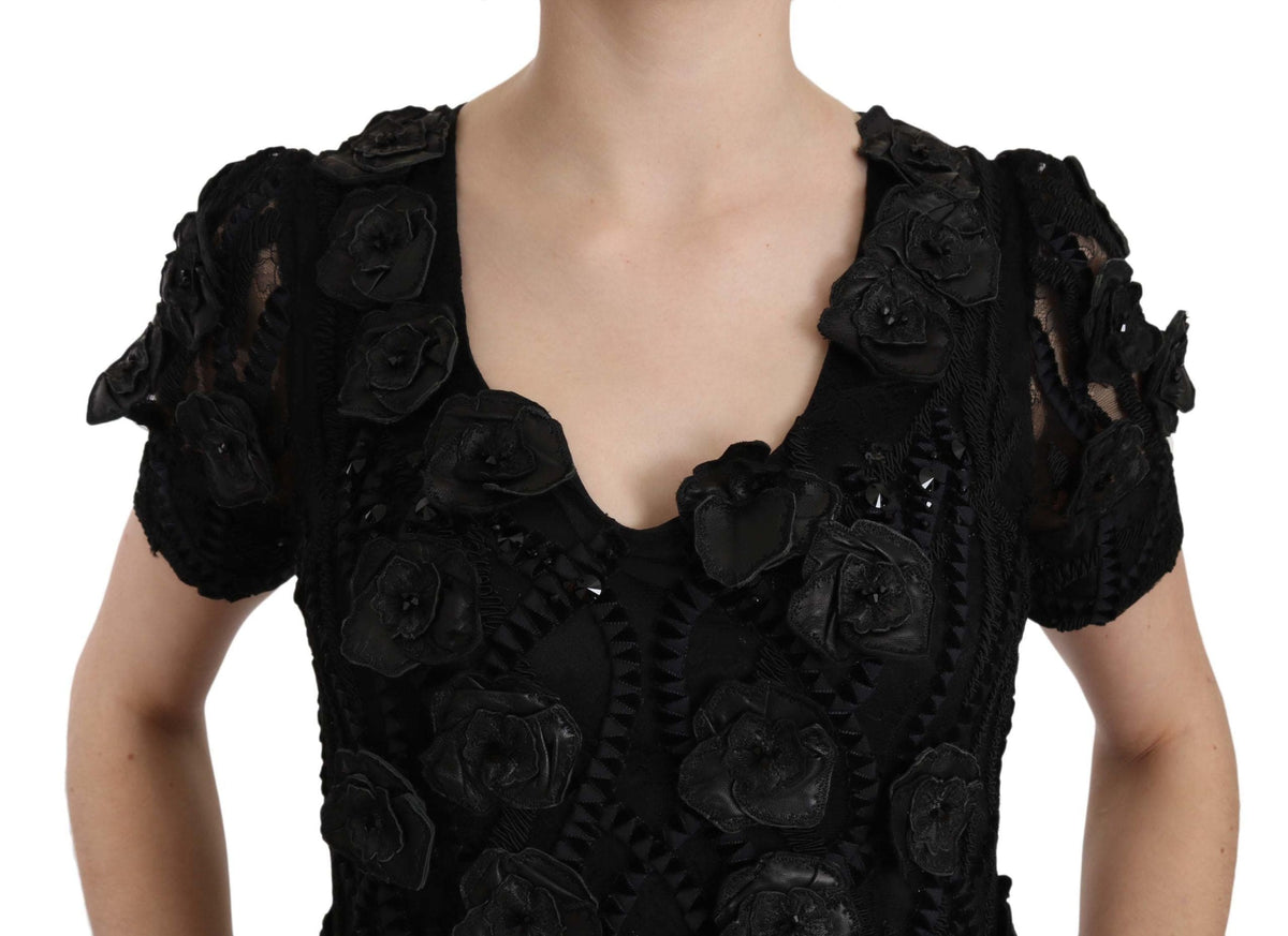 Elegante vestido tubo de seda negro de John Richmond