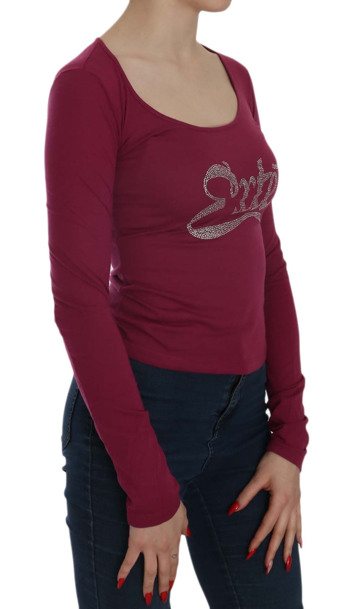 Blusa con escote en U adornada con cristales color fucsia de Exte