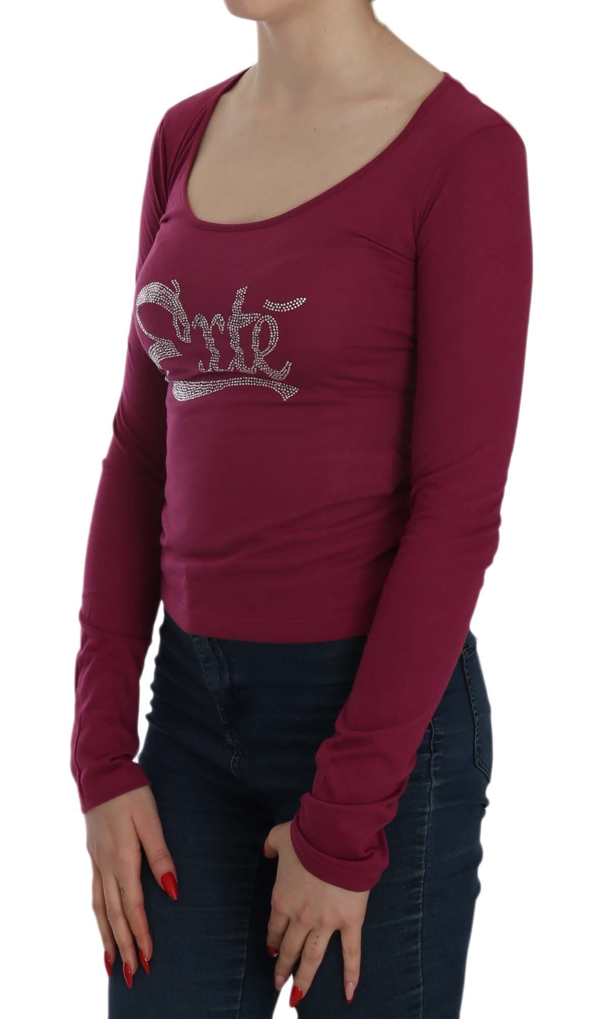 Blusa con escote en U adornada con cristales color fucsia de Exte