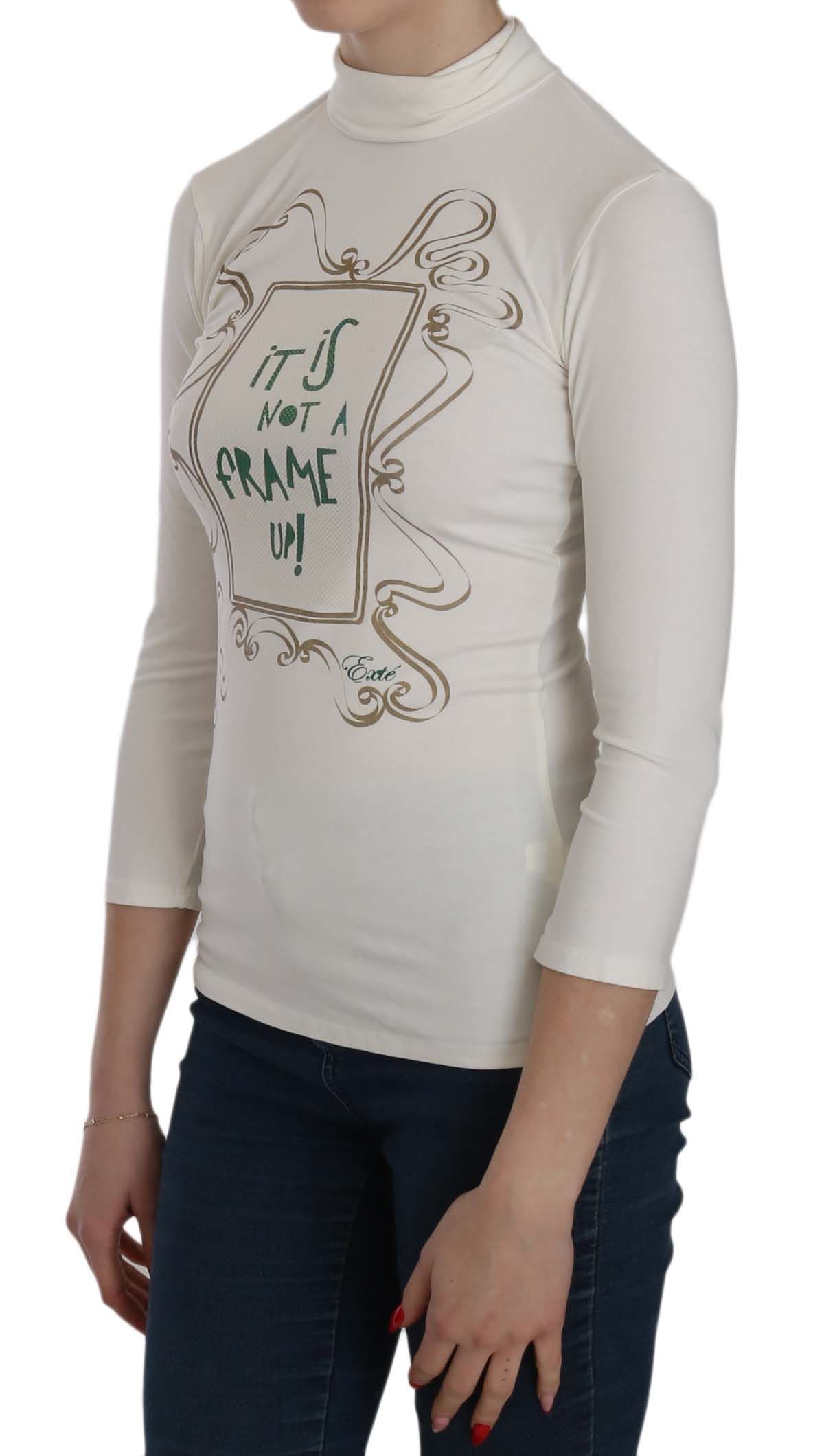 Blusa con cuello alto y estampado blanco Exte Chic