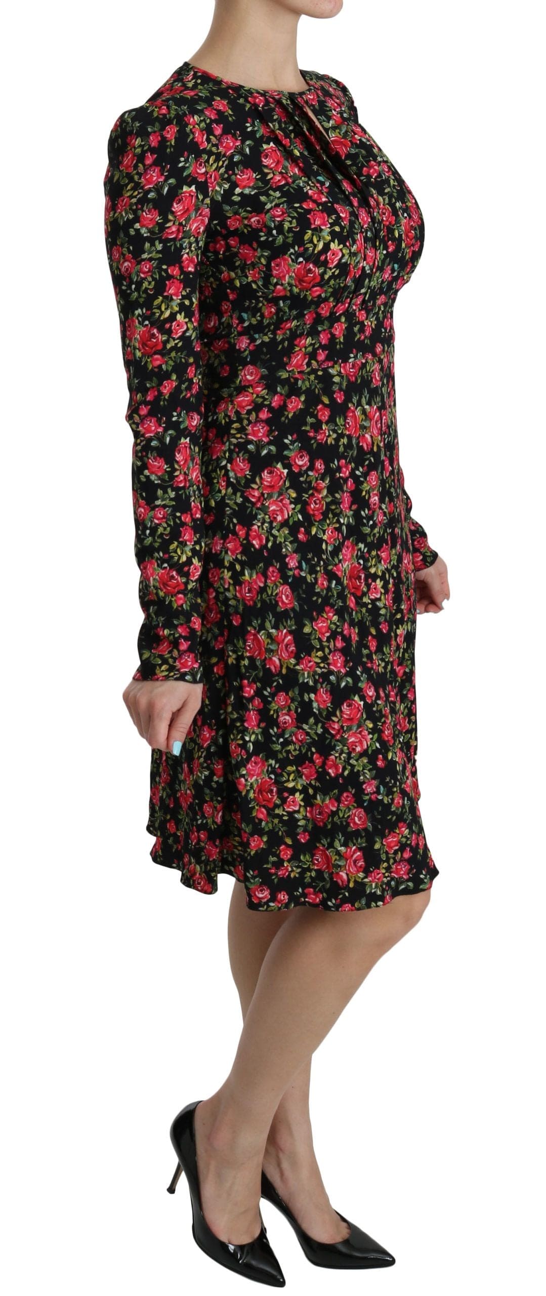 Robe trapèze en viscose fleurie longueur genou Dolce &amp; Gabbana