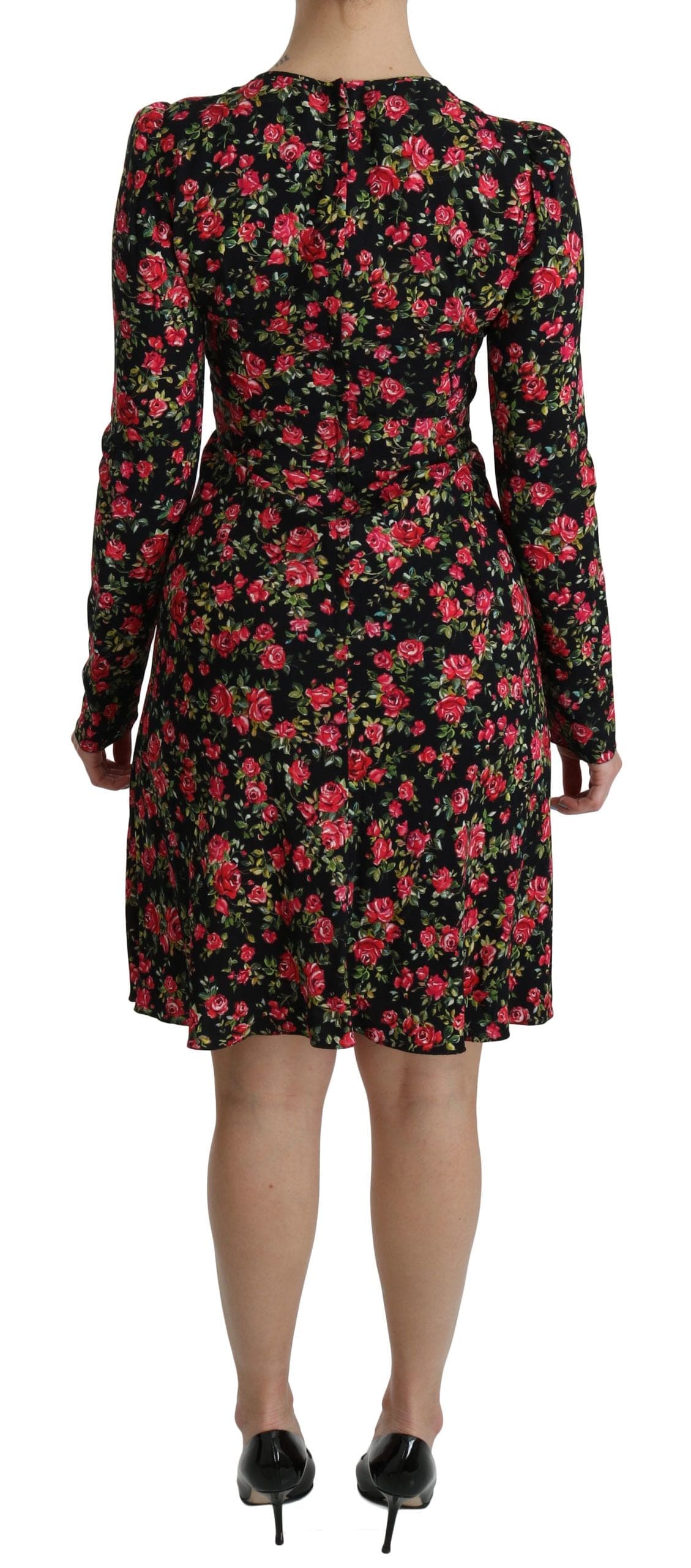 Robe trapèze en viscose fleurie longueur genou Dolce &amp; Gabbana