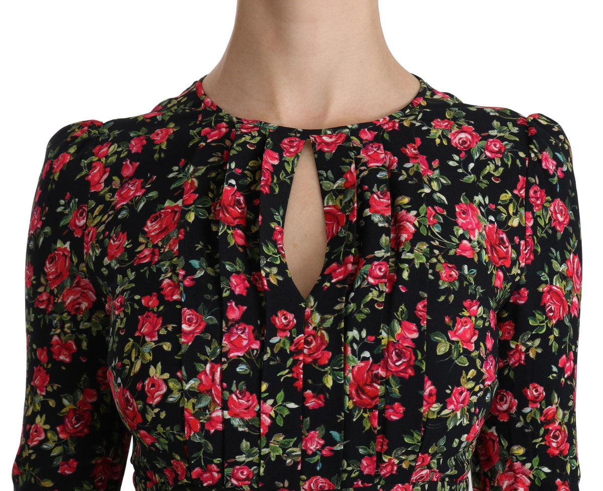 Vestido de viscosa con estampado floral y largo hasta la rodilla de Dolce &amp; Gabbana