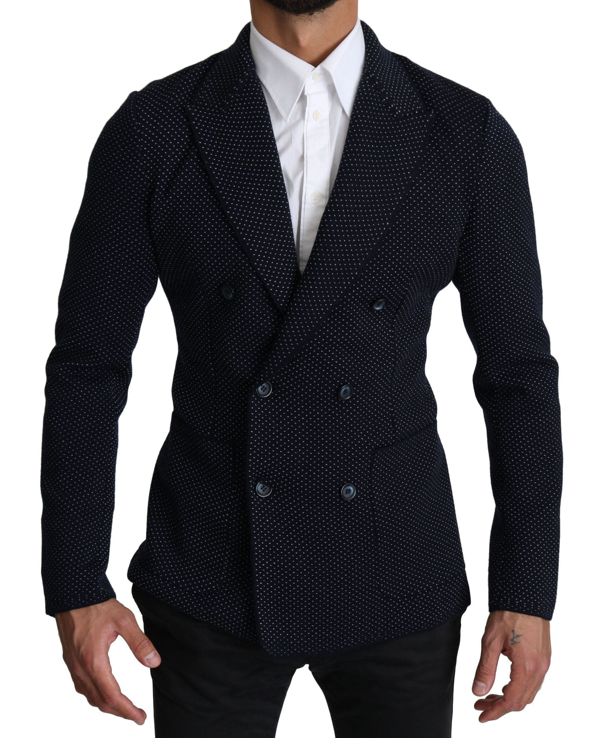 Blazer elegante de corte entallado con lunares en azul oscuro de Dolce &amp; Gabbana