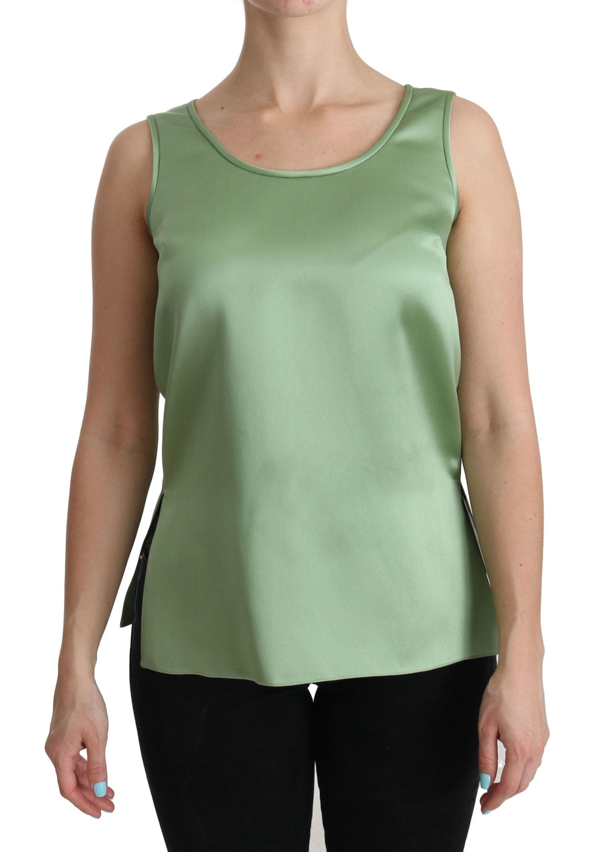 Blusa elegante sin mangas de seda en verde menta claro de Dolce &amp; Gabbana