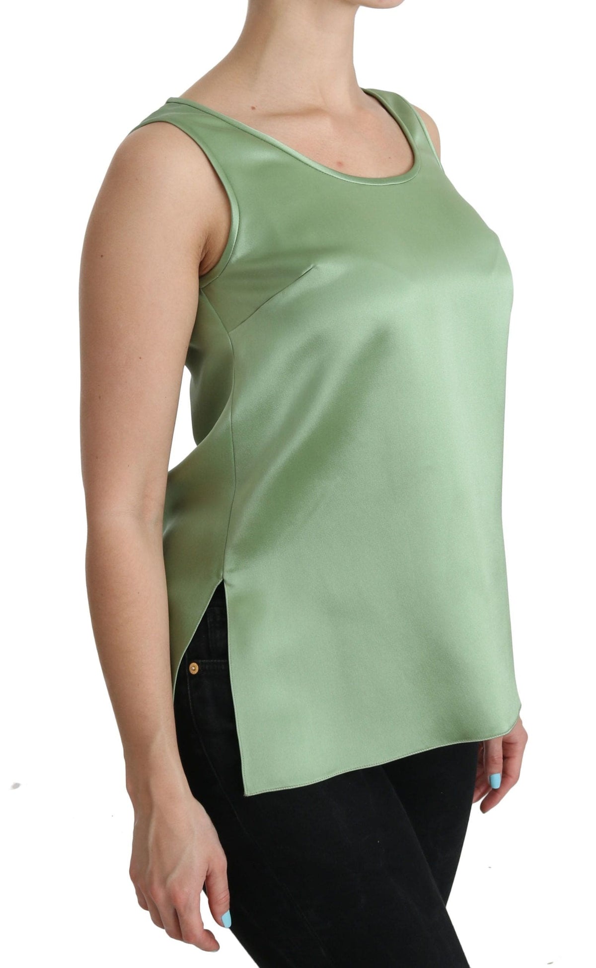 Blusa elegante sin mangas de seda en verde menta claro de Dolce &amp; Gabbana