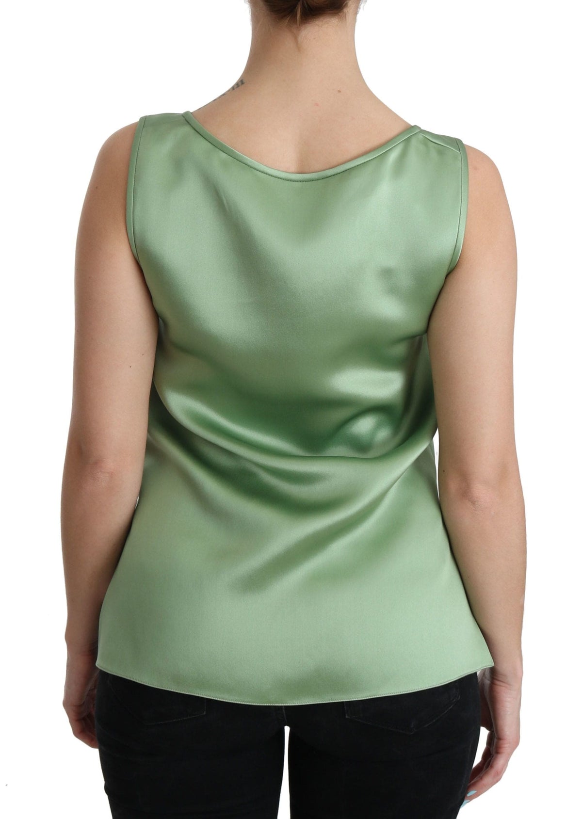 Blusa elegante sin mangas de seda en verde menta claro de Dolce &amp; Gabbana