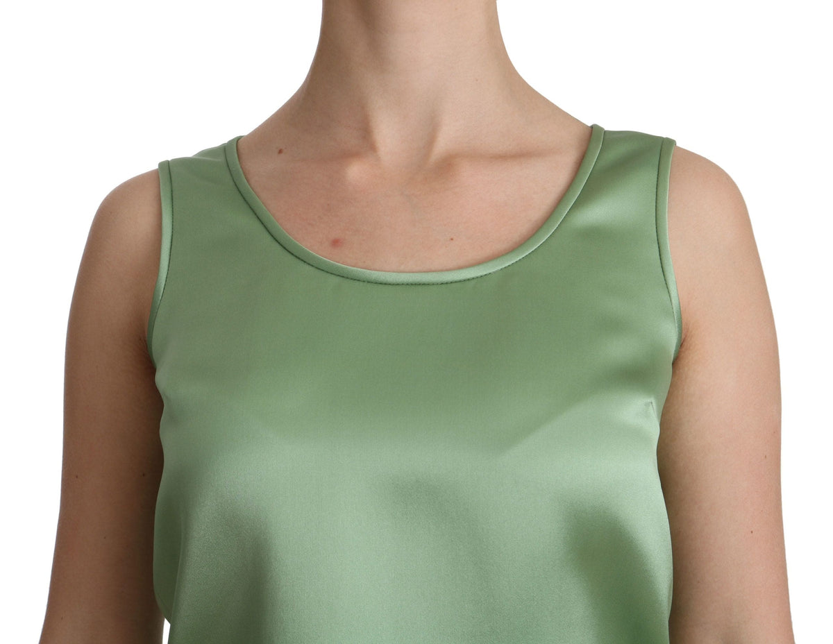 Blusa elegante sin mangas de seda en verde menta claro de Dolce &amp; Gabbana