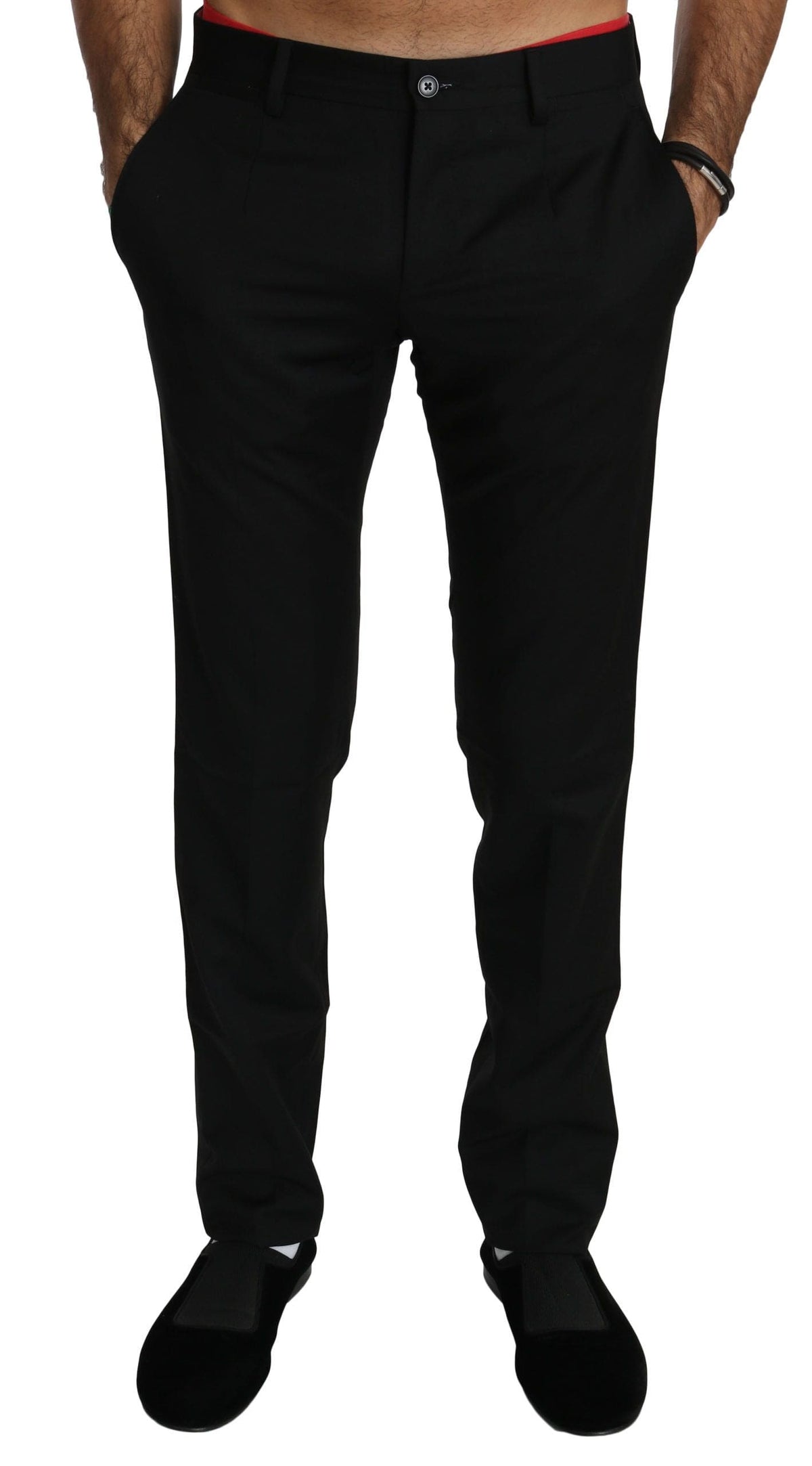 Pantalon habillé en laine noire élégant Dolce &amp; Gabbana