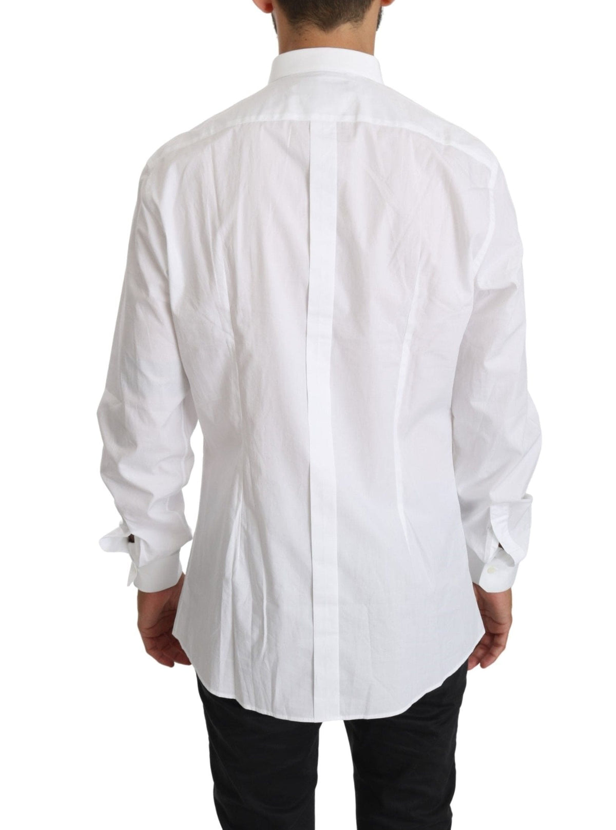 Chemise élégante en coton blanc coupe dorée Dolce &amp; Gabbana