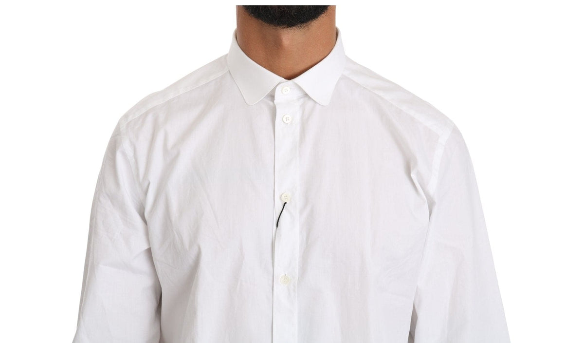 Camisa elegante de algodón blanco con corte dorado de Dolce &amp; Gabbana