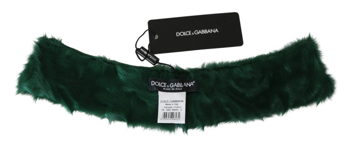 Écharpe luxueuse en cuir d'agneau vert Dolce &amp; Gabbana pour femme