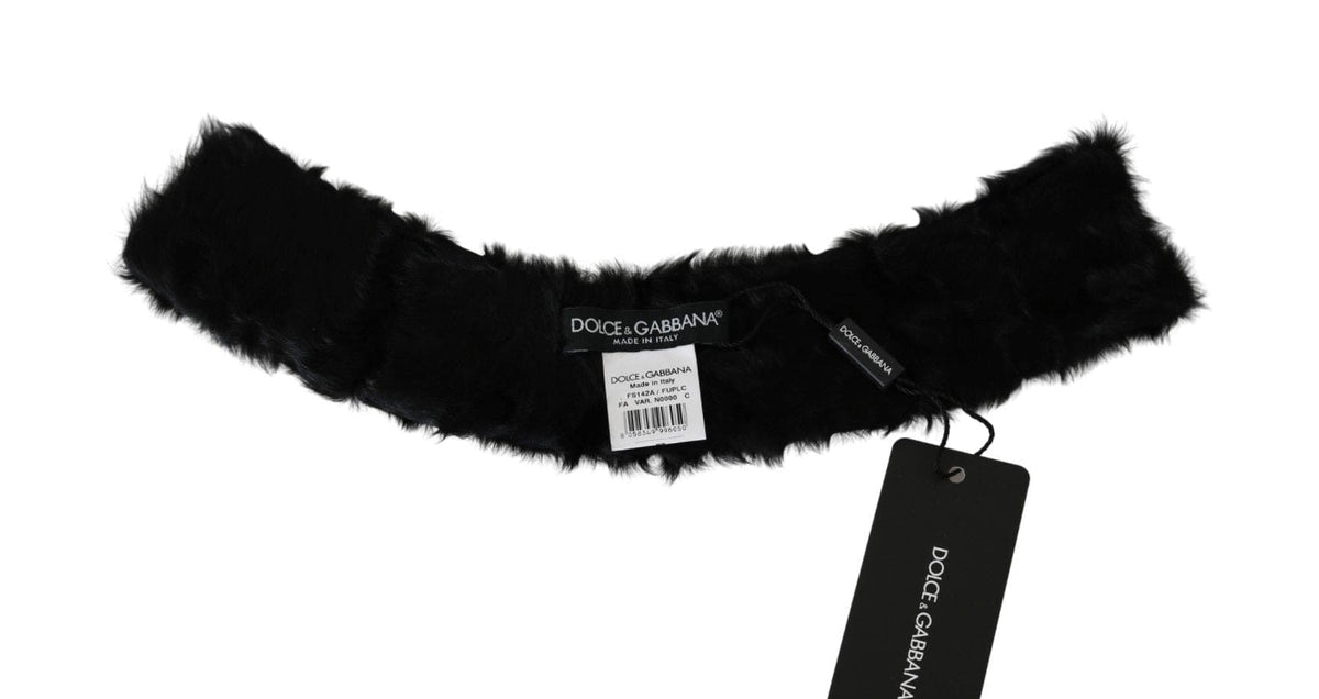 Écharpe élégante en cuir d'agneau noir Dolce &amp; Gabbana