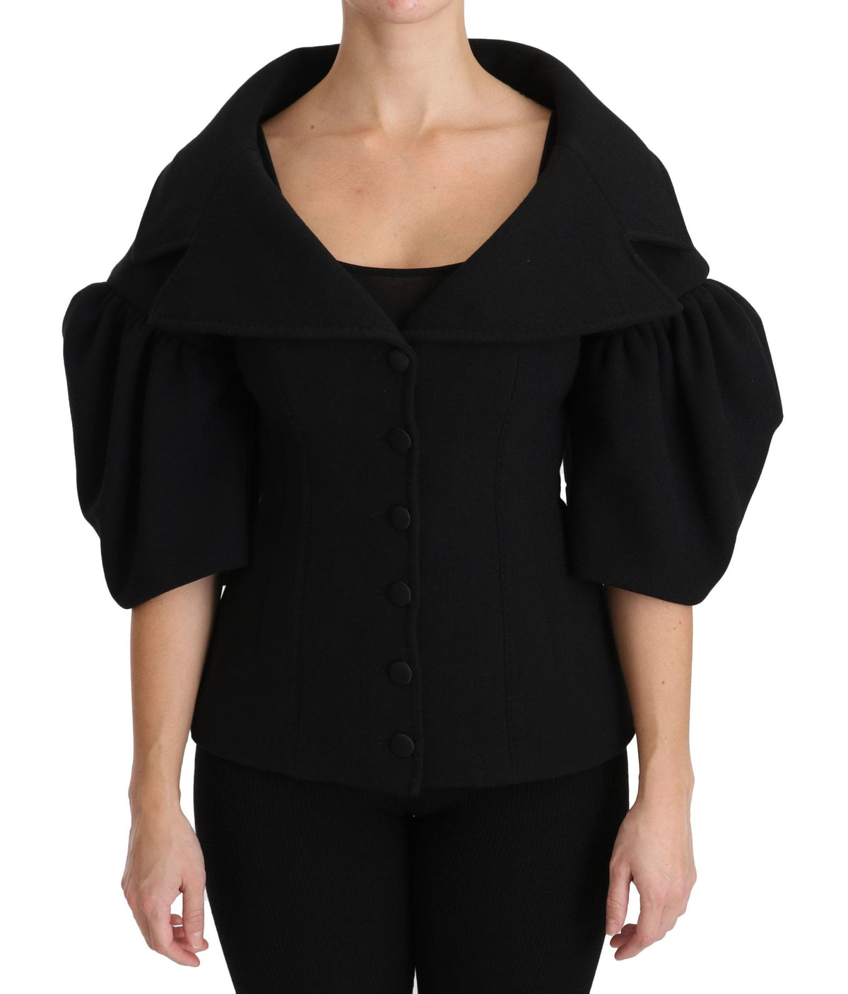 Manteau élégant en laine vierge noire Dolce &amp; Gabbana