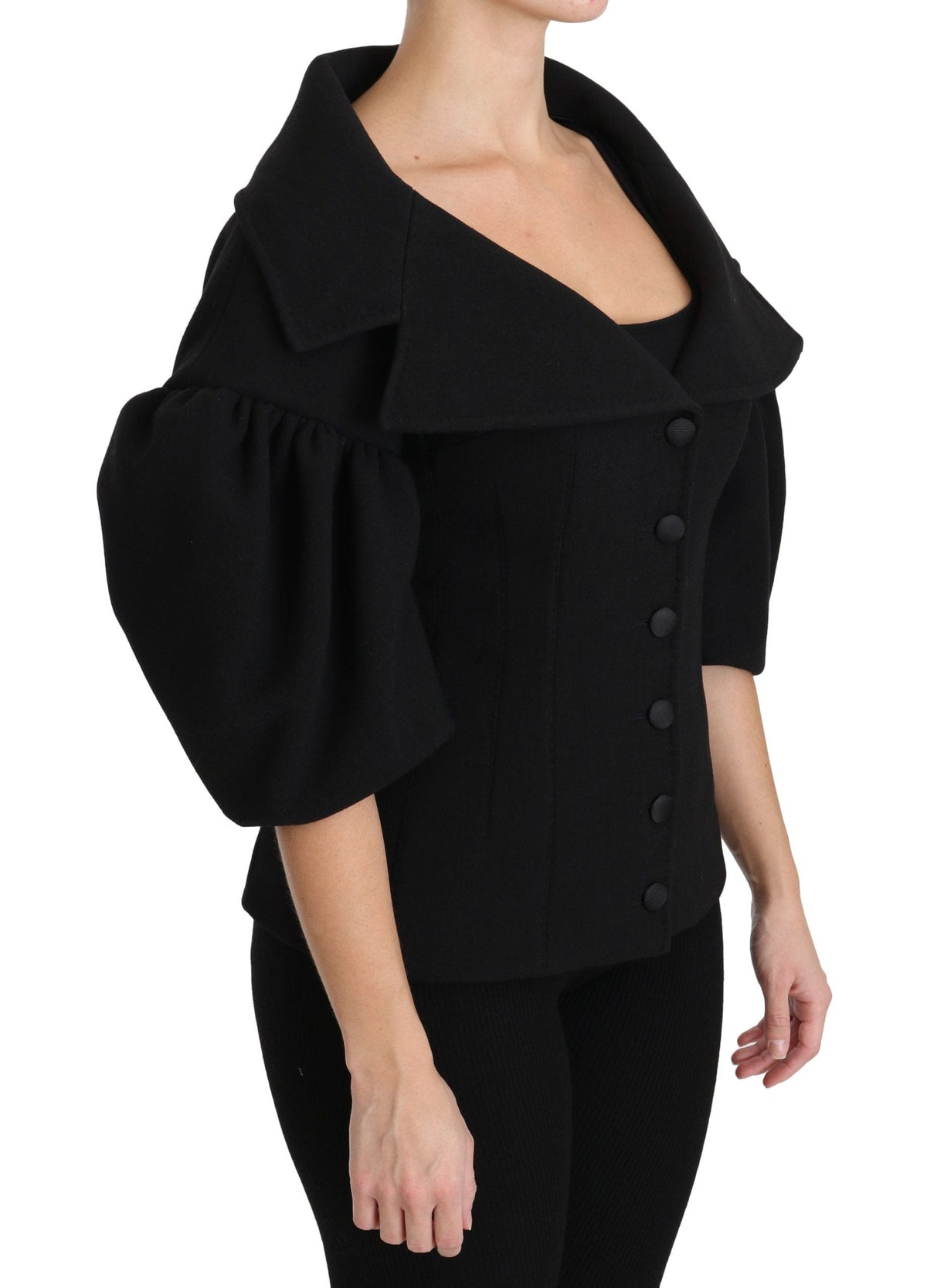 Manteau élégant en laine vierge noire Dolce &amp; Gabbana