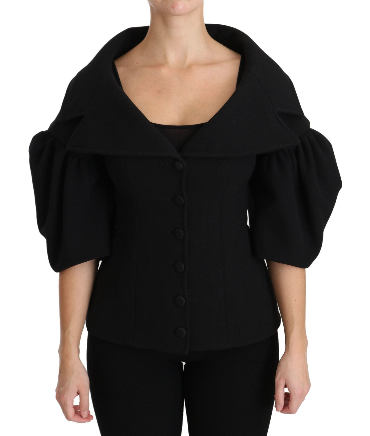 Manteau élégant en laine vierge noire Dolce &amp; Gabbana